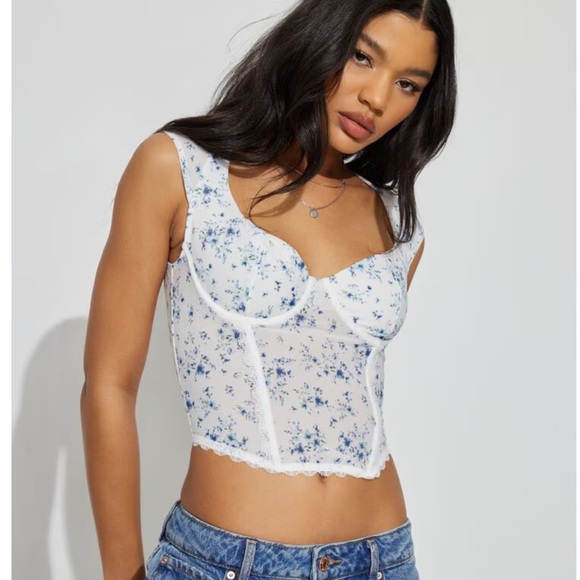 Garage Tops - Garage Milan Mesh Floral Bustier XS